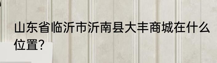 山东省临沂市沂南县大丰商城在什么位置？