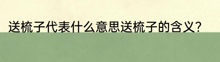 送梳子代表什么意思送梳子的含义？