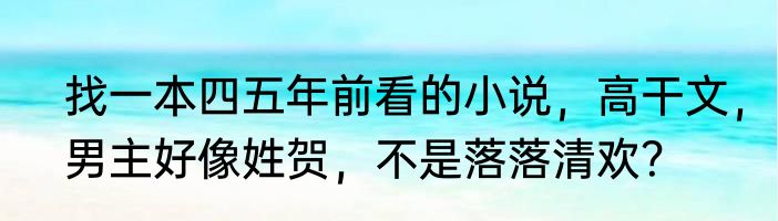找一本四五年前看的小说，高干文，男主好像姓贺，不是落落清欢？