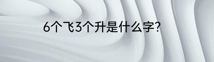 6个飞3个升是什么字？