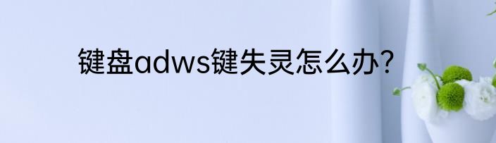 键盘adws键失灵怎么办？