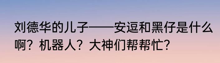 刘德华的儿子——安逗和黑仔是什么啊？机器人？大神们帮帮忙？