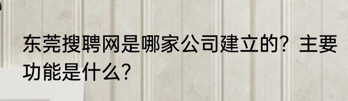 东莞搜聘网是哪家公司建立的？主要功能是什么？