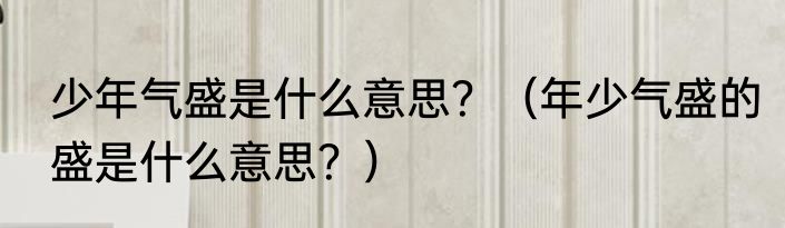 少年气盛是什么意思？（年少气盛的盛是什么意思？）