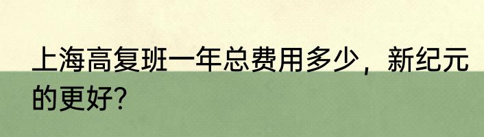 上海高复班一年总费用多少，新纪元的更好？