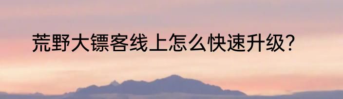 荒野大镖客线上怎么快速升级？