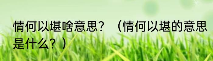 情何以堪啥意思？（情何以堪的意思是什么？）