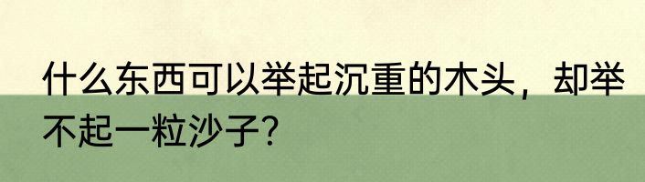 什么东西可以举起沉重的木头，却举不起一粒沙子？