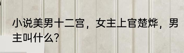 小说美男十二宫，女主上官楚烨，男主叫什么？