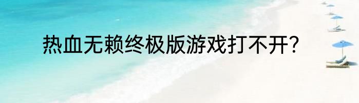 热血无赖终极版游戏打不开？