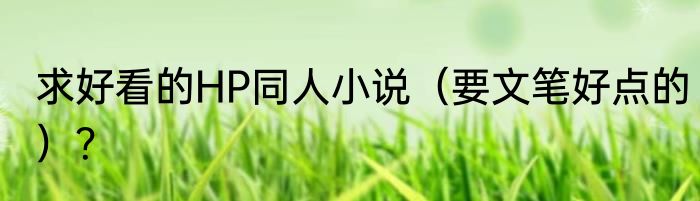 求好看的HP同人小说（要文笔好点的）？
