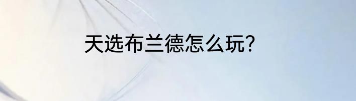 天选布兰德怎么玩？