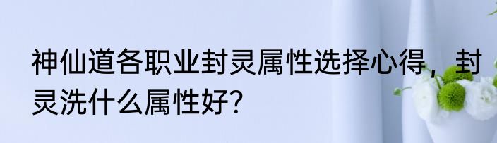 神仙道各职业封灵属性选择心得，封灵洗什么属性好？