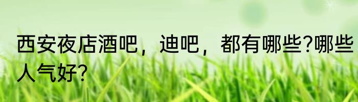 西安夜店酒吧，迪吧，都有哪些?哪些人气好？