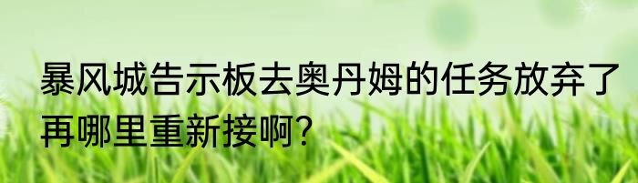 暴风城告示板去奥丹姆的任务放弃了再哪里重新接啊？