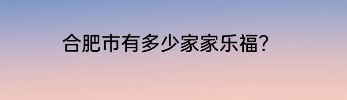 合肥市有多少家家乐福？