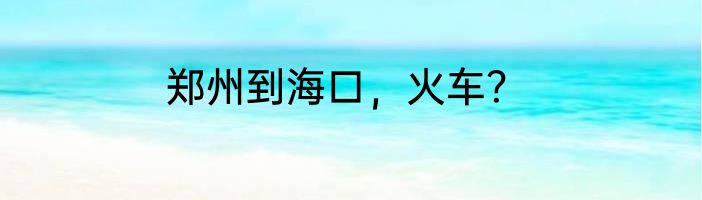 郑州到海口，火车？
