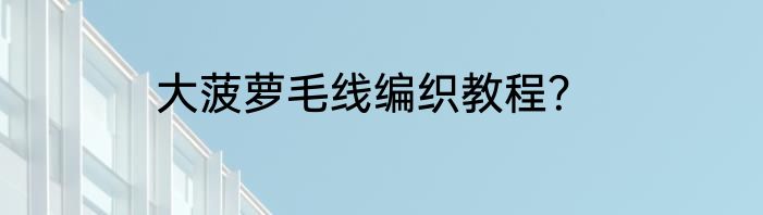 大菠萝毛线编织教程？