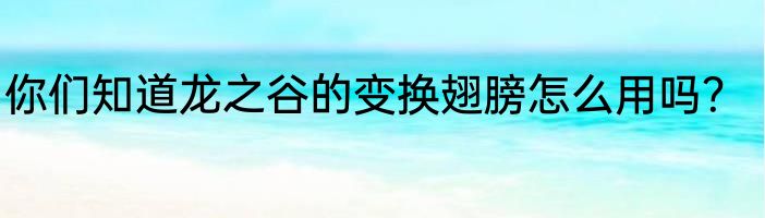 你们知道龙之谷的变换翅膀怎么用吗？