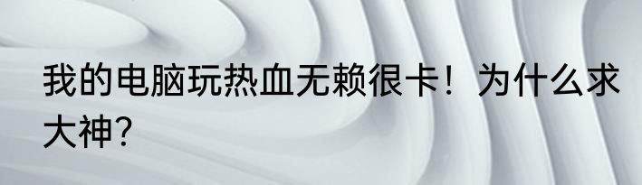 我的电脑玩热血无赖很卡！为什么求大神？