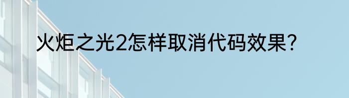 火炬之光2怎样取消代码效果？