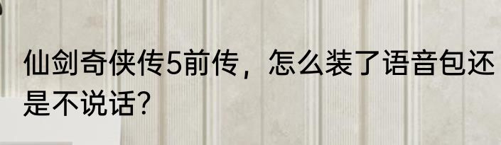 仙剑奇侠传5前传，怎么装了语音包还是不说话？