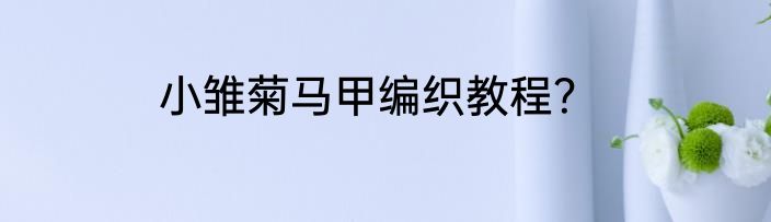 小雏菊马甲编织教程？