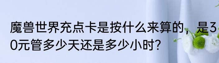 魔兽世界充点卡是按什么来算的，是30元管多少天还是多少小时？