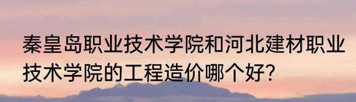 秦皇岛职业技术学院和河北建材职业技术学院的工程造价哪个好？