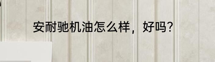 安耐驰机油怎么样，好吗？