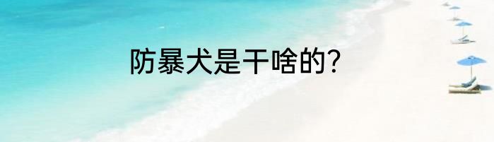 防暴犬是干啥的？