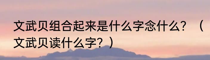 文武贝组合起来是什么字念什么？（文武贝读什么字？）