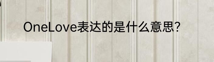 OneLove表达的是什么意思？