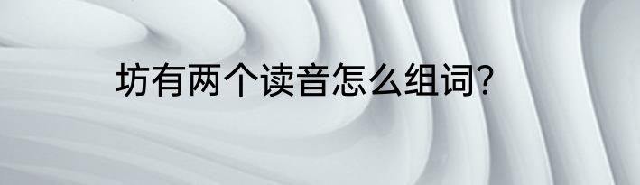 坊有两个读音怎么组词？