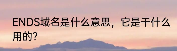 ENDS域名是什么意思，它是干什么用的？