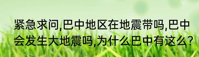 紧急求问,巴中地区在地震带吗,巴中会发生大地震吗,为什么巴中有这么？