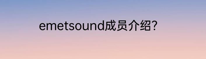 emetsound成员介绍？