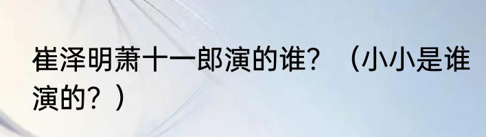 崔泽明萧十一郎演的谁？（小小是谁演的？）