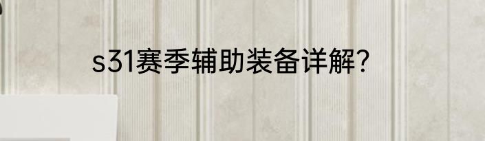 s31赛季辅助装备详解？