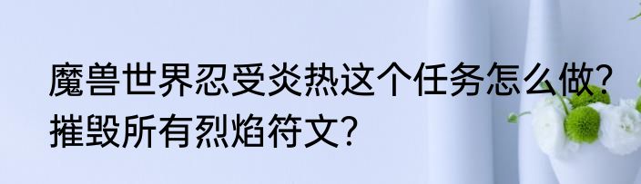 魔兽世界忍受炎热这个任务怎么做？摧毁所有烈焰符文？