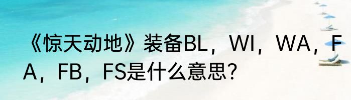 《惊天动地》装备BL，WI，WA，FA，FB，FS是什么意思？