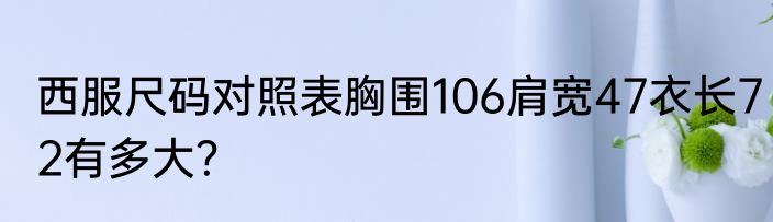 西服尺码对照表胸围106肩宽47衣长72有多大？
