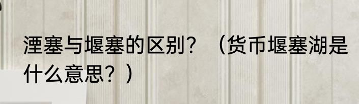 湮塞与堰塞的区别？（货币堰塞湖是什么意思？）