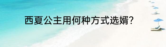 西夏公主用何种方式选婿？