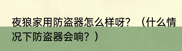 夜狼家用防盗器怎么样呀？（什么情况下防盗器会响？）
