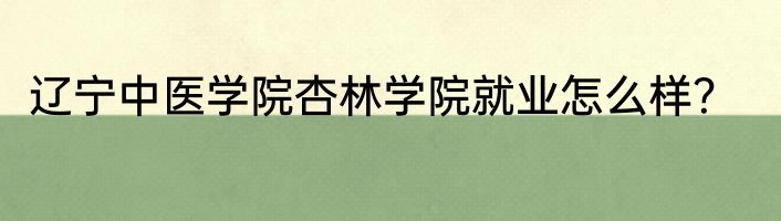 辽宁中医学院杏林学院就业怎么样？
