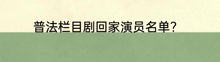 普法栏目剧回家演员名单？