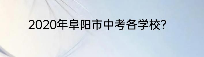 2020年阜阳市中考各学校？