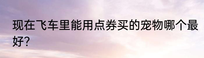 现在飞车里能用点券买的宠物哪个最好？