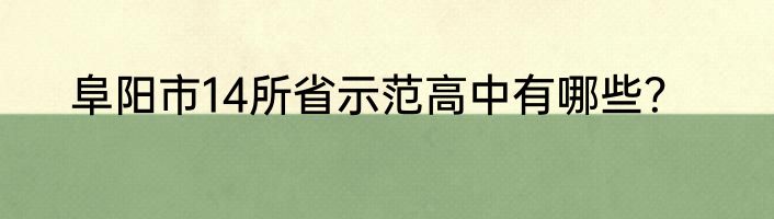 阜阳市14所省示范高中有哪些？